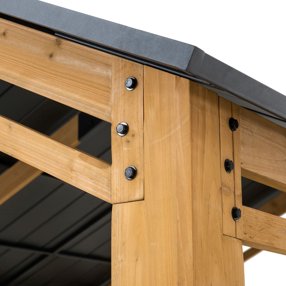 SUNJOY 11x13 Small Wooden Carport Gazebo with Ceiling Hook
