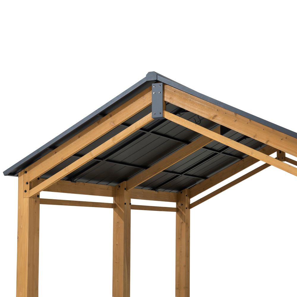 SUNJOY 11x13 Small Wooden Carport Gazebo with Ceiling Hook