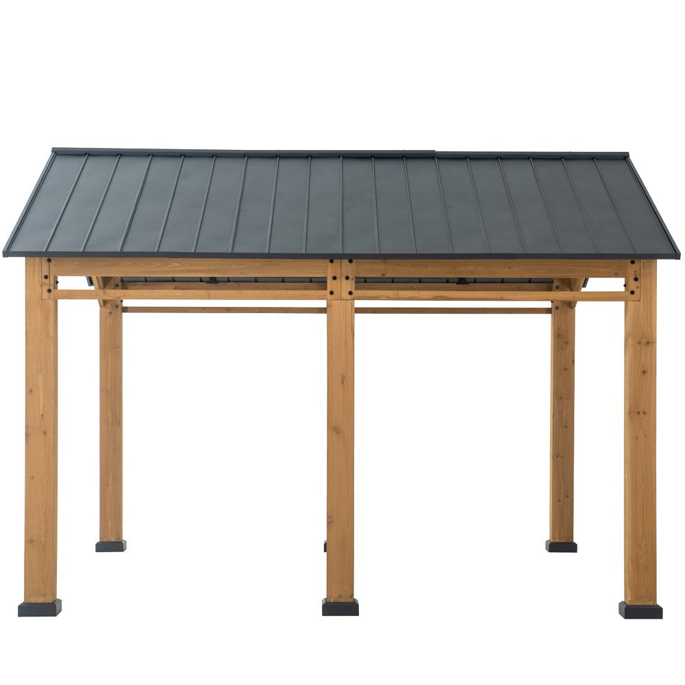 SUNJOY 11x13 Small Wooden Carport Gazebo with Ceiling Hook