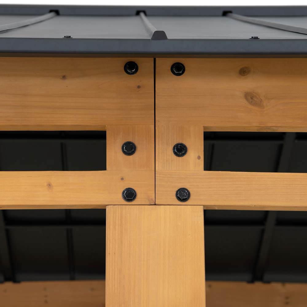 SUNJOY 11x20 Wood Carport Gazebo Kits with Ceiling Hooks - Standard