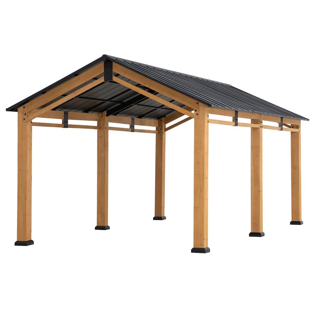 SUNJOY 11x20 Wood Carport Gazebo Kits with Ceiling Hooks - Standard