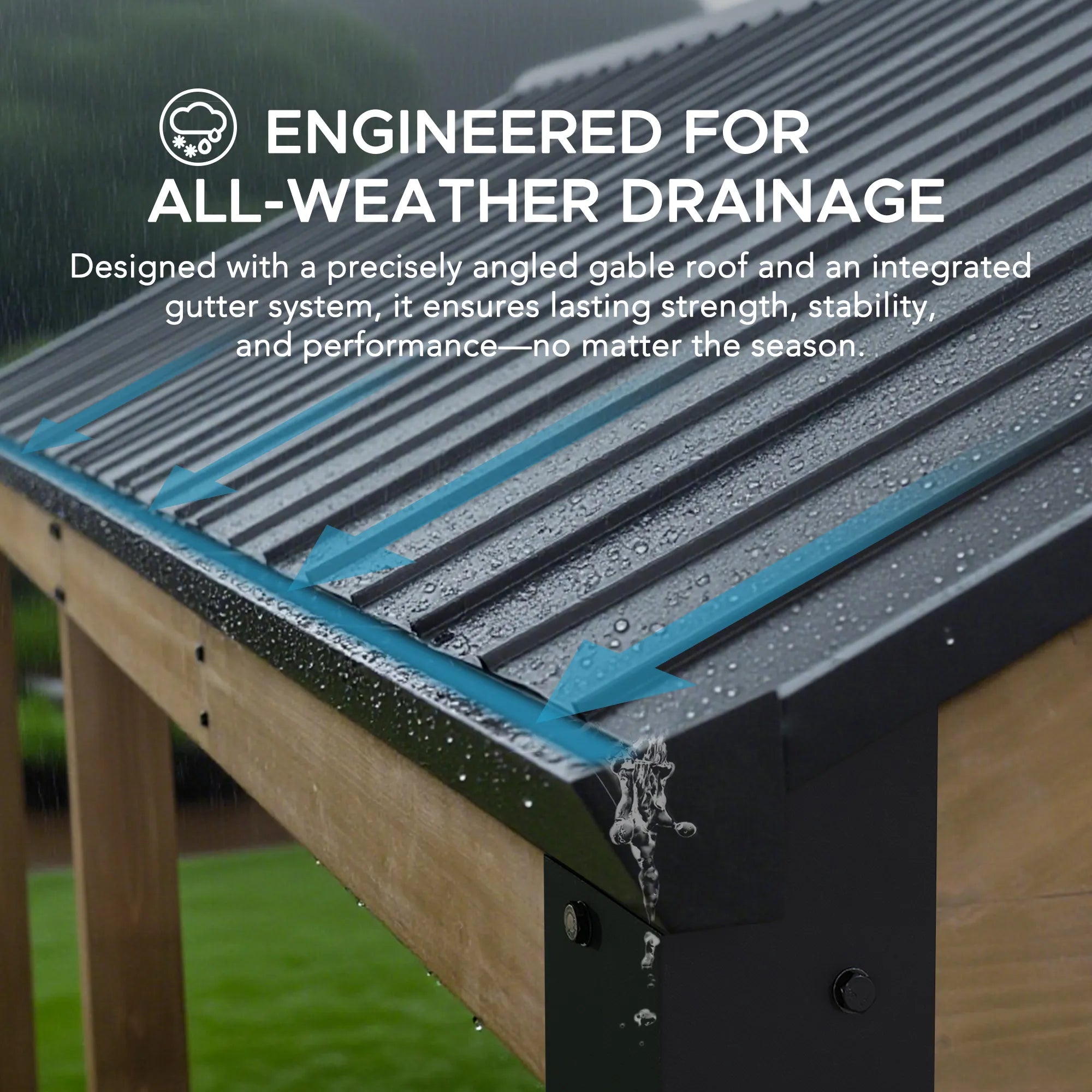 SUNJOY Newville 10x20 Wood Carport with Privacy Wall and Rain Gutter