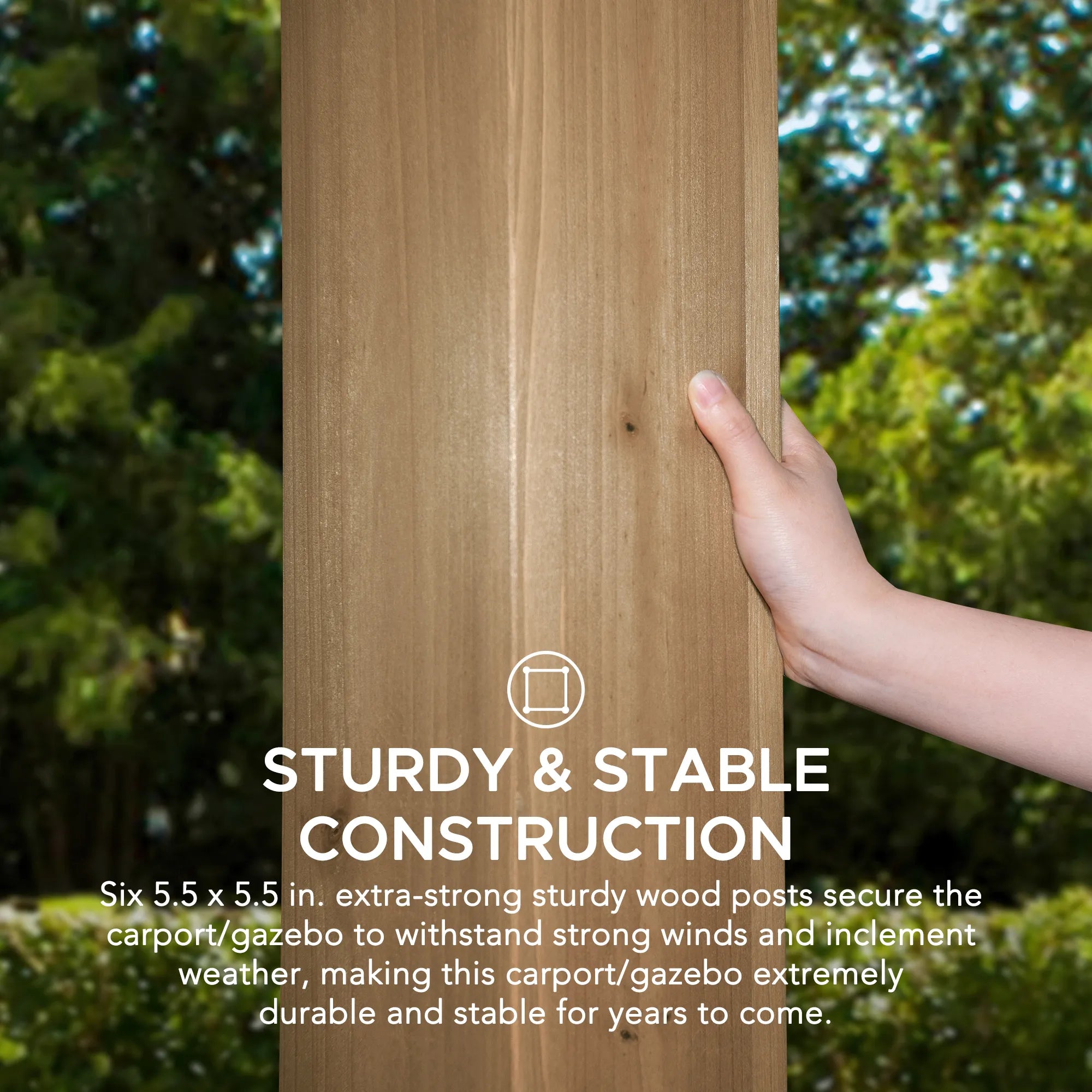 SUNJOY Newville 10x20 Wood Carport with Privacy Wall and Rain Gutter