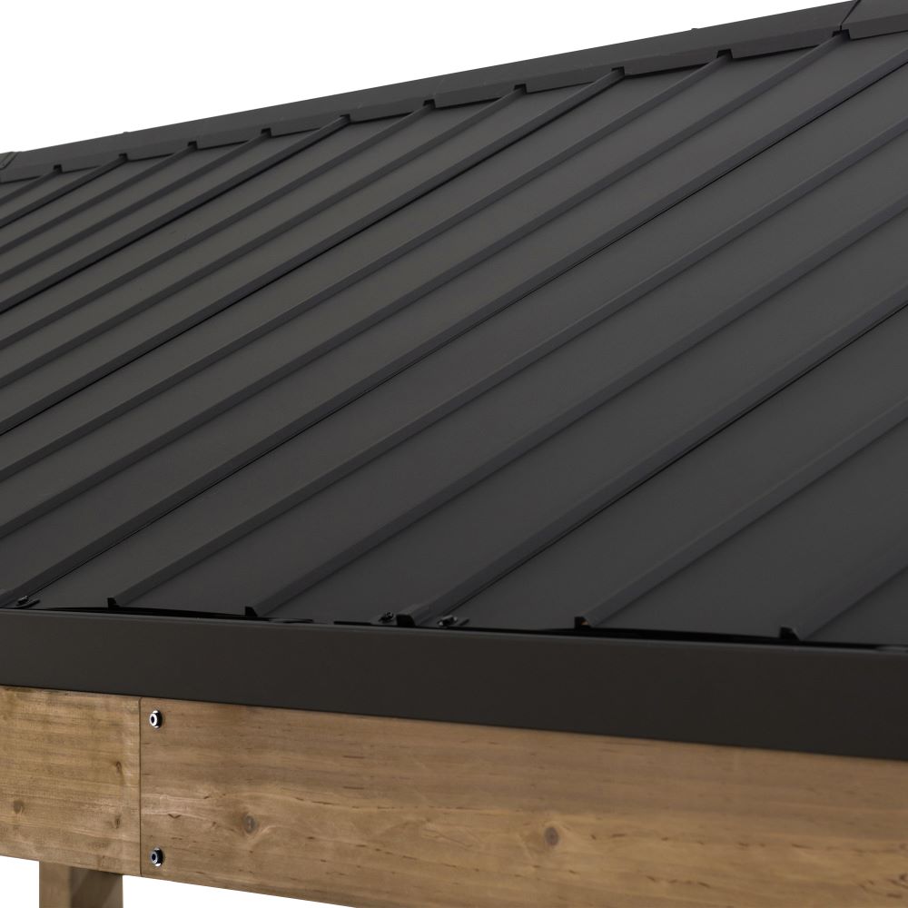 SUNJOY Newville 10x 20 Wood Carport with Privacy Wall and Rain Gutter
