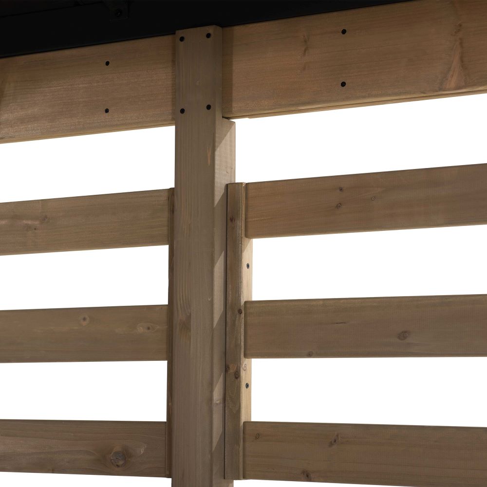 SUNJOY Newville 10x 20 Wood Carport with Privacy Wall and Rain Gutter