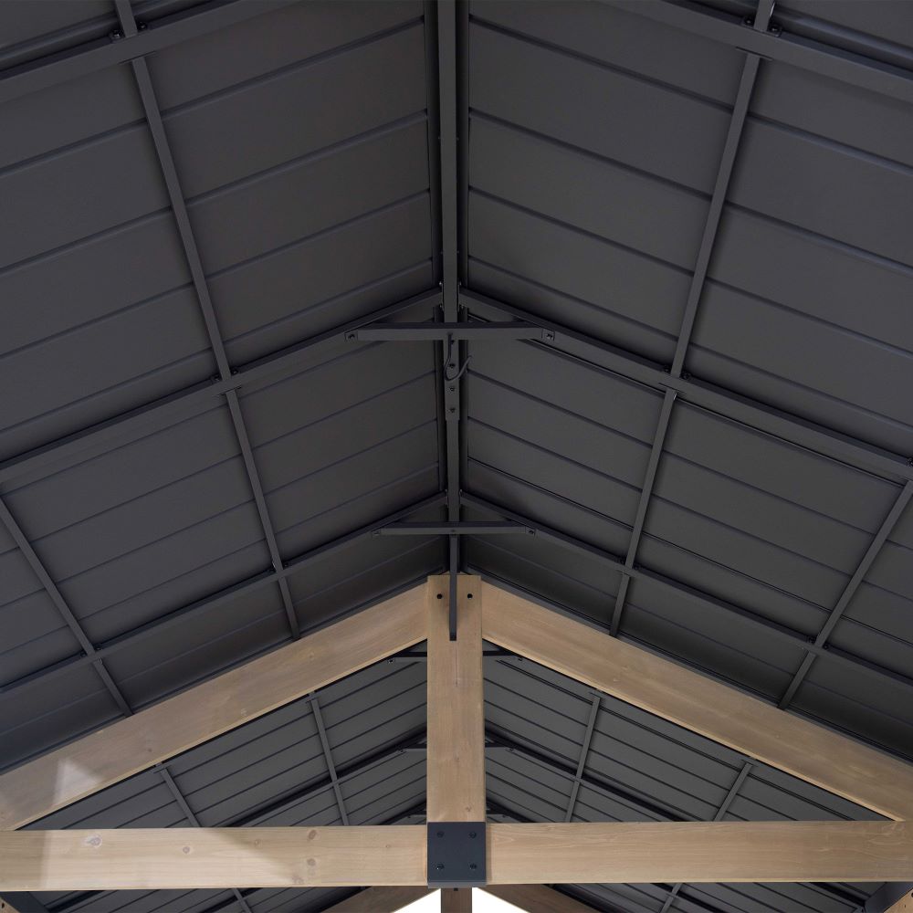 SUNJOY Newville 10x 20 Wood Carport with Privacy Wall and Rain Gutter