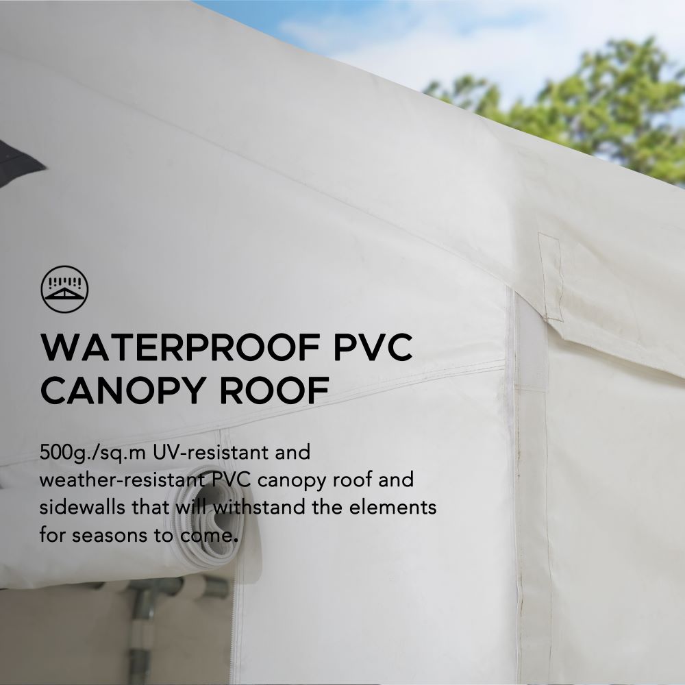 SUNJOY 12x30 Sundale Party Tent with 8 Removable PE Windows and 2 Roll-up Side Walls.