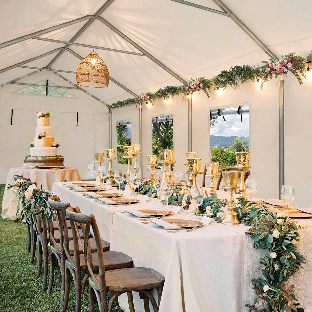 SUNJOY 12x30 Sundale Party Tent with 8 Removable PE Windows and 2 Roll-up Side Walls.