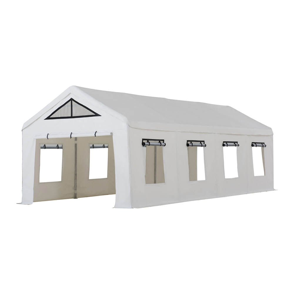 SUNJOY 12x30 Sundale Party Tent with 8 Removable PE Windows and 2 Roll-up Side Walls.