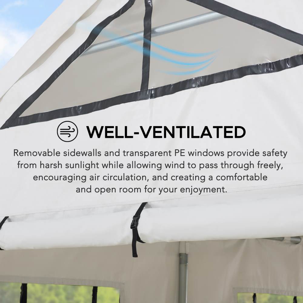 SUNJOY 12x30 Sundale Party Tent with 8 Removable PE Windows and 2 Roll-up Side Walls.