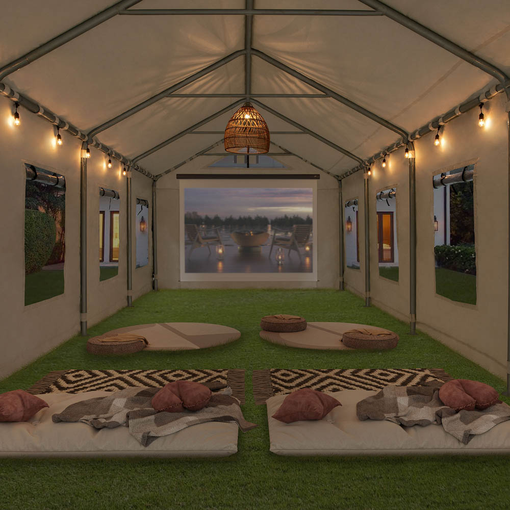 SUNJOY 12x30 Sundale Party Tent with 8 Removable PE Windows and 2 Roll-up Side Walls.