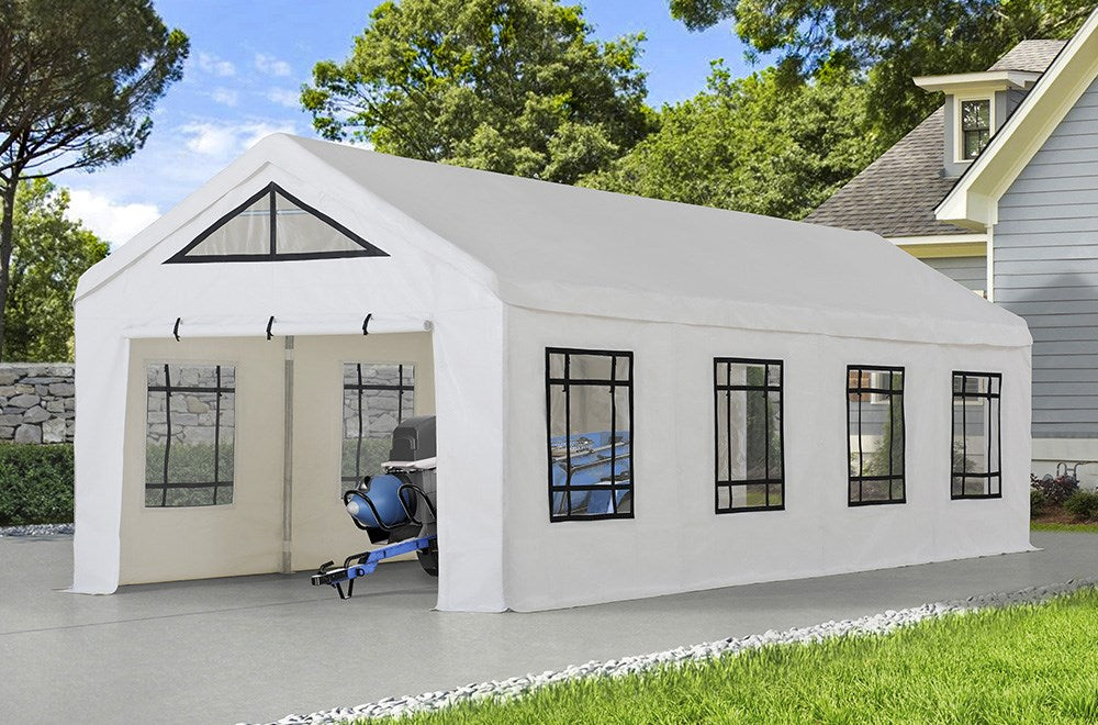 SUNJOY 12x30 Sundale Party Tent with 8 Removable PE Windows and 2 Roll-up Side Walls