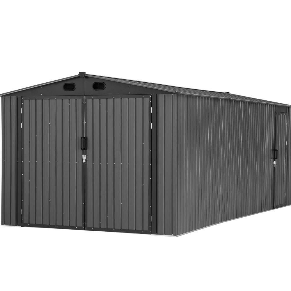 SUNJOY 10x20 Storage Shed Kits with Lockable Doors and Vents