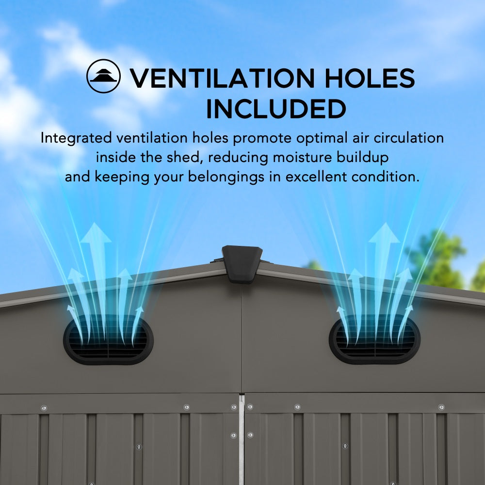 SUNJOY 10x20 Storage Shed Kits with Lockable Doors and Vents.