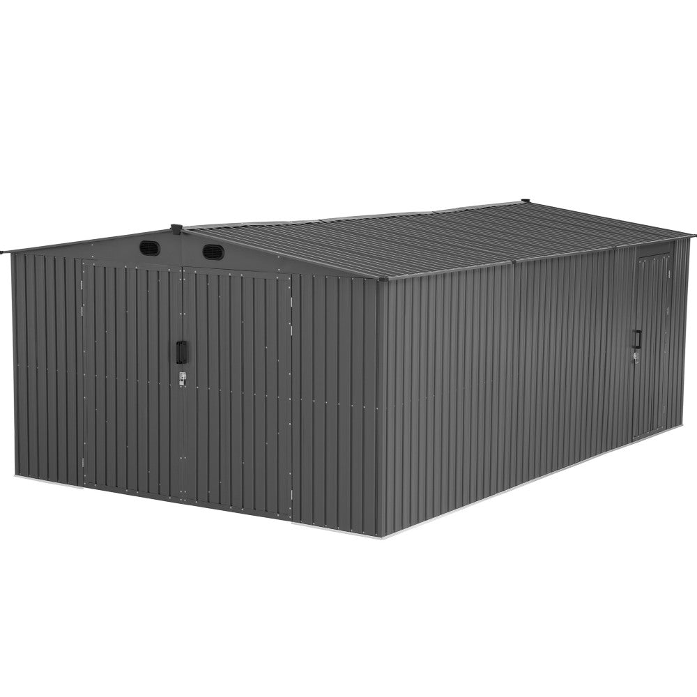 SUNJOY 13x20 Metal Shed Kits with Lockable Doors and Vents