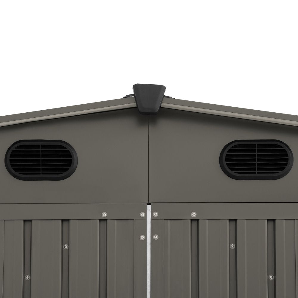 SUNJOY 13x20 Metal Shed Kits with Lockable Doors and Vents - Light Grey