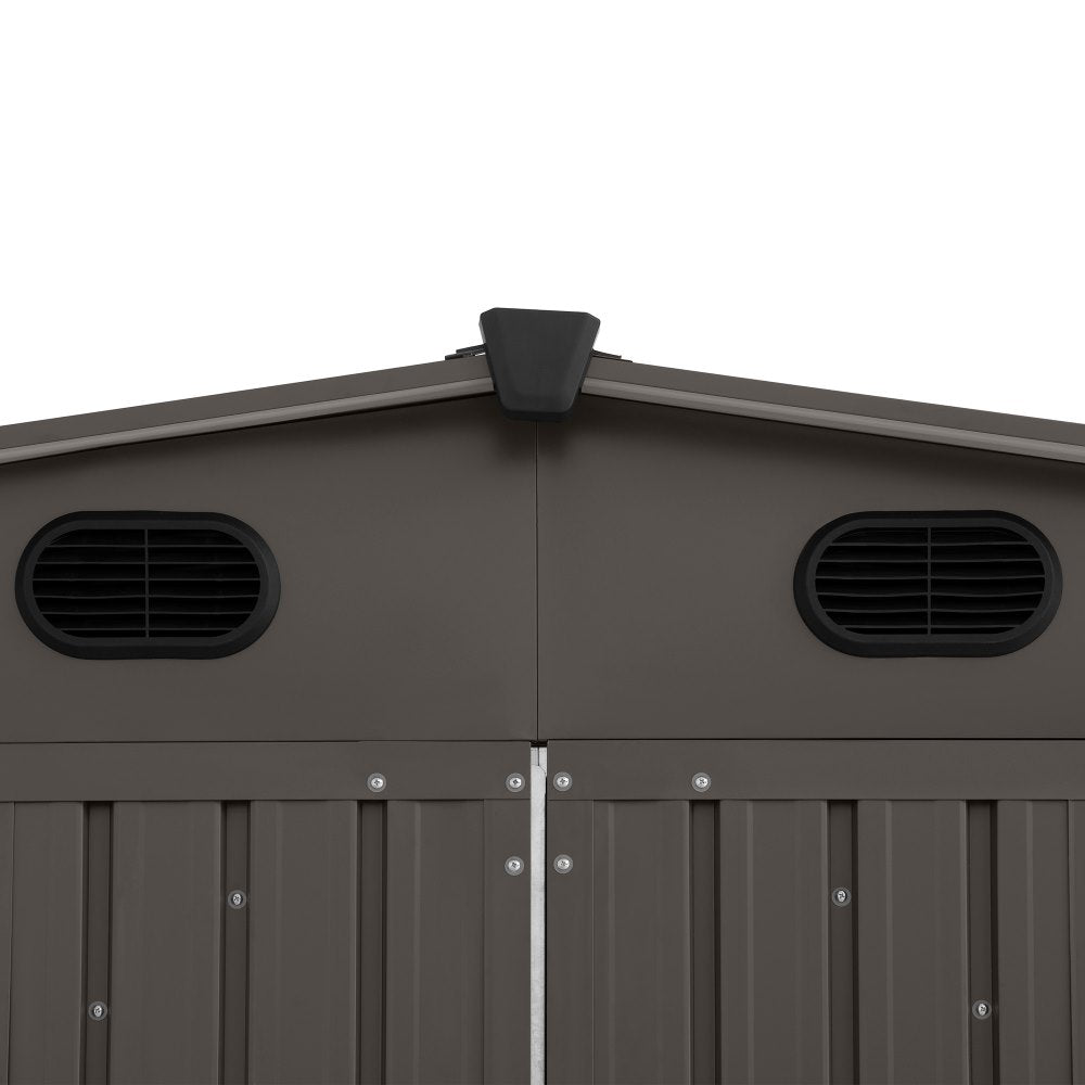 SUNJOY 13x20 Metal Shed Kits with Lockable Doors and Vents - Tan