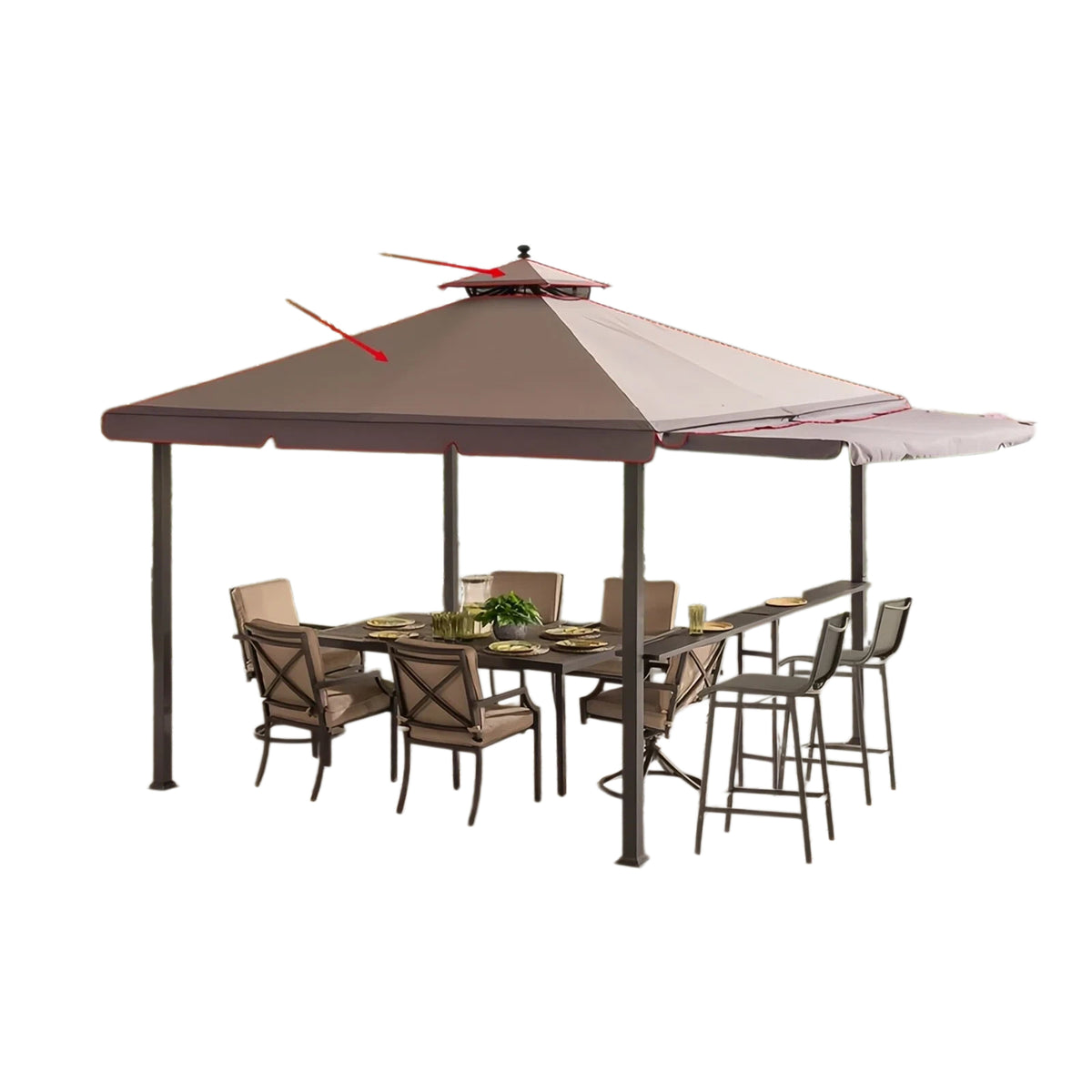 Dark Brown+Dark Gray Replacement Canopy For Gazebo With Awning (10X10 Ft) L-GZ1023PST-A Sold At Menards