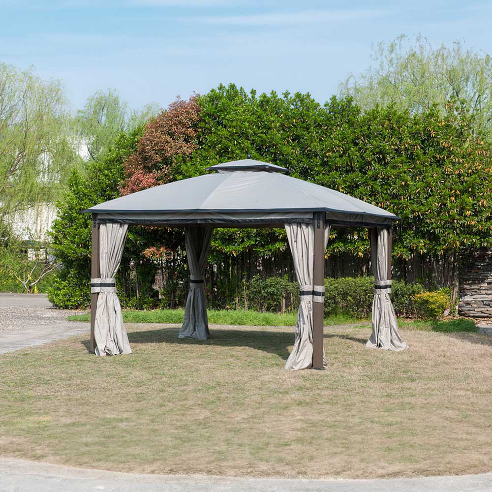 SUNJOY Light Gray Replacement Canopy For Shadow Creek Gazebo (10 ft. x 12 ft. ) L-GZ1140PST-C1 Sold At Big Lots.