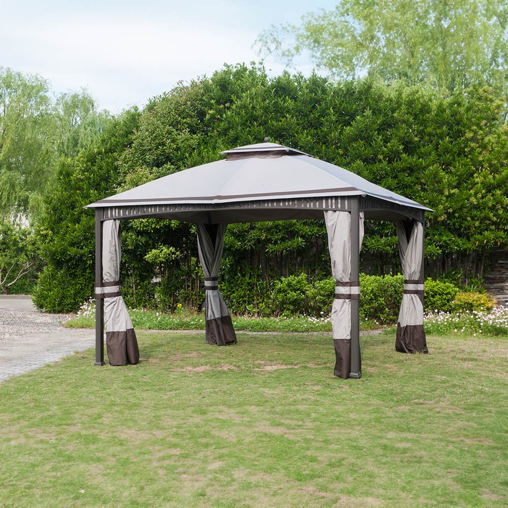 SUNJOY Light Grey+Dark Brown Replacement Canopy For Fairfield Gazebo (10X12 Ft) A101001200 Sold At Canadiantire.