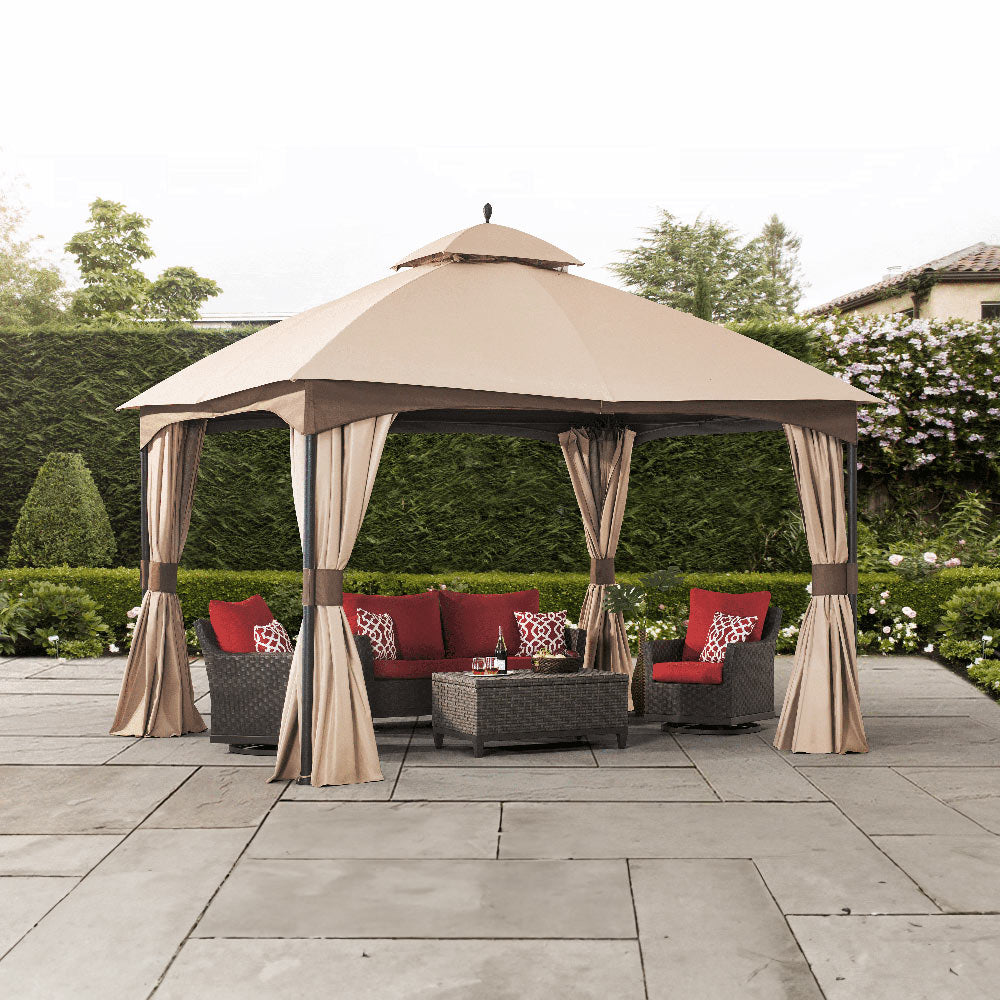 SUNJOY Sesame+Light Brown Replacement Canopy For Turnberry 10*12 Gazebo (10x12 FT) L-GZ933PCO-L Sold At Home Depot.