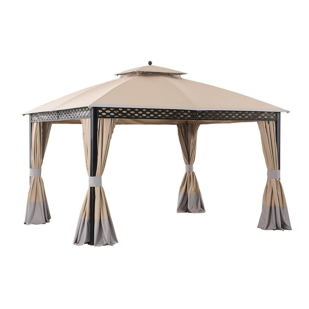 SUNJOY Sesame+Light Gray Replacement Canopy For Oakmont Gazebo (10X12 Ft) L-GZ1188PST-A Sold At Big Lots.