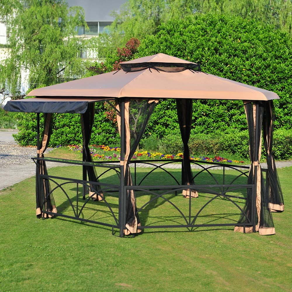 SUNJOY Khaki+Brown Replacement Hexagon Canopy For Gazebo (11x13 FT) L-GZ501PST-A Sold At Canadiantire.