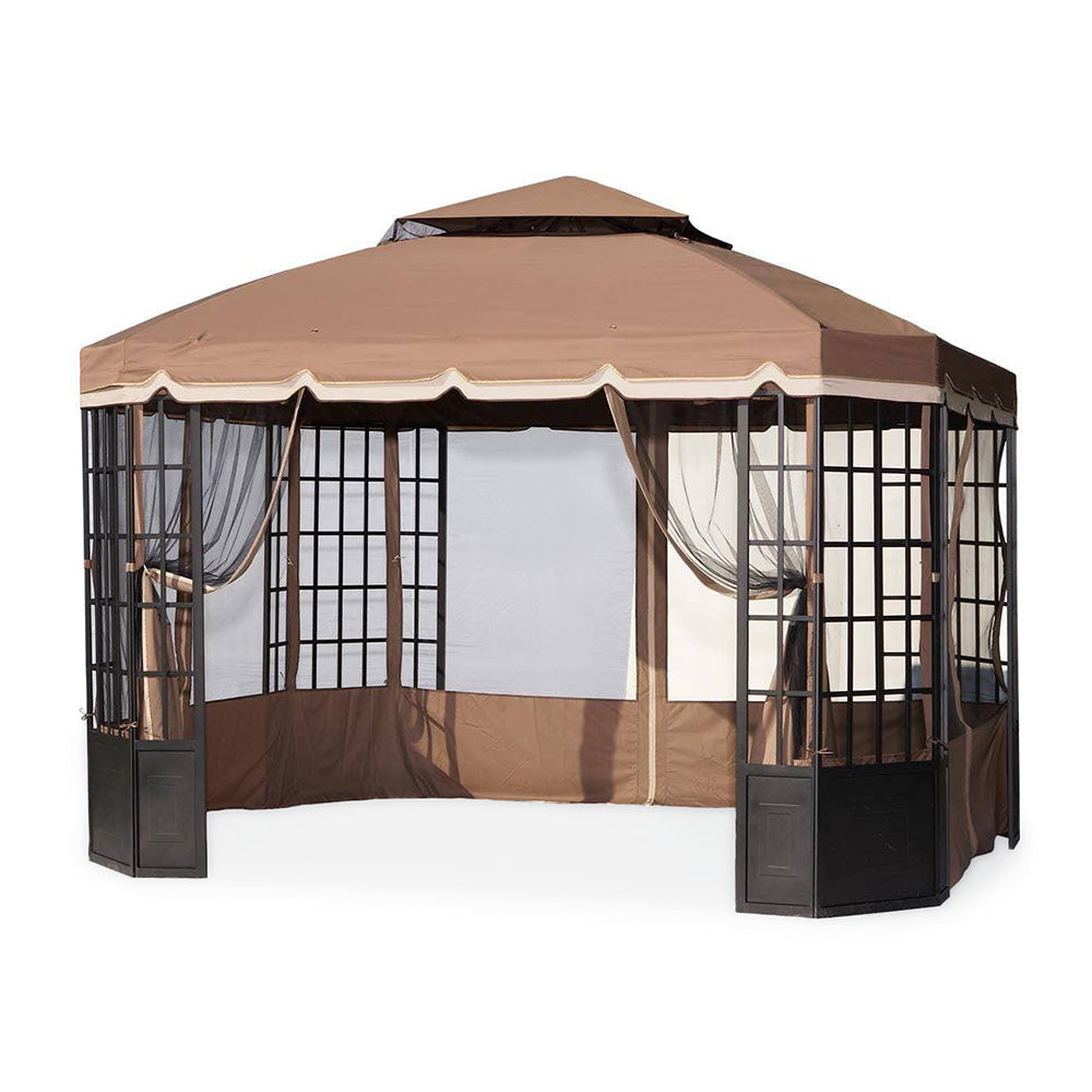 SUNJOY Ginger Snap+Golden+Black Replacement Canopy For Bay Window Gazebo (10X12 Ft) L-GZ120PST-2 Sold At Sears US.