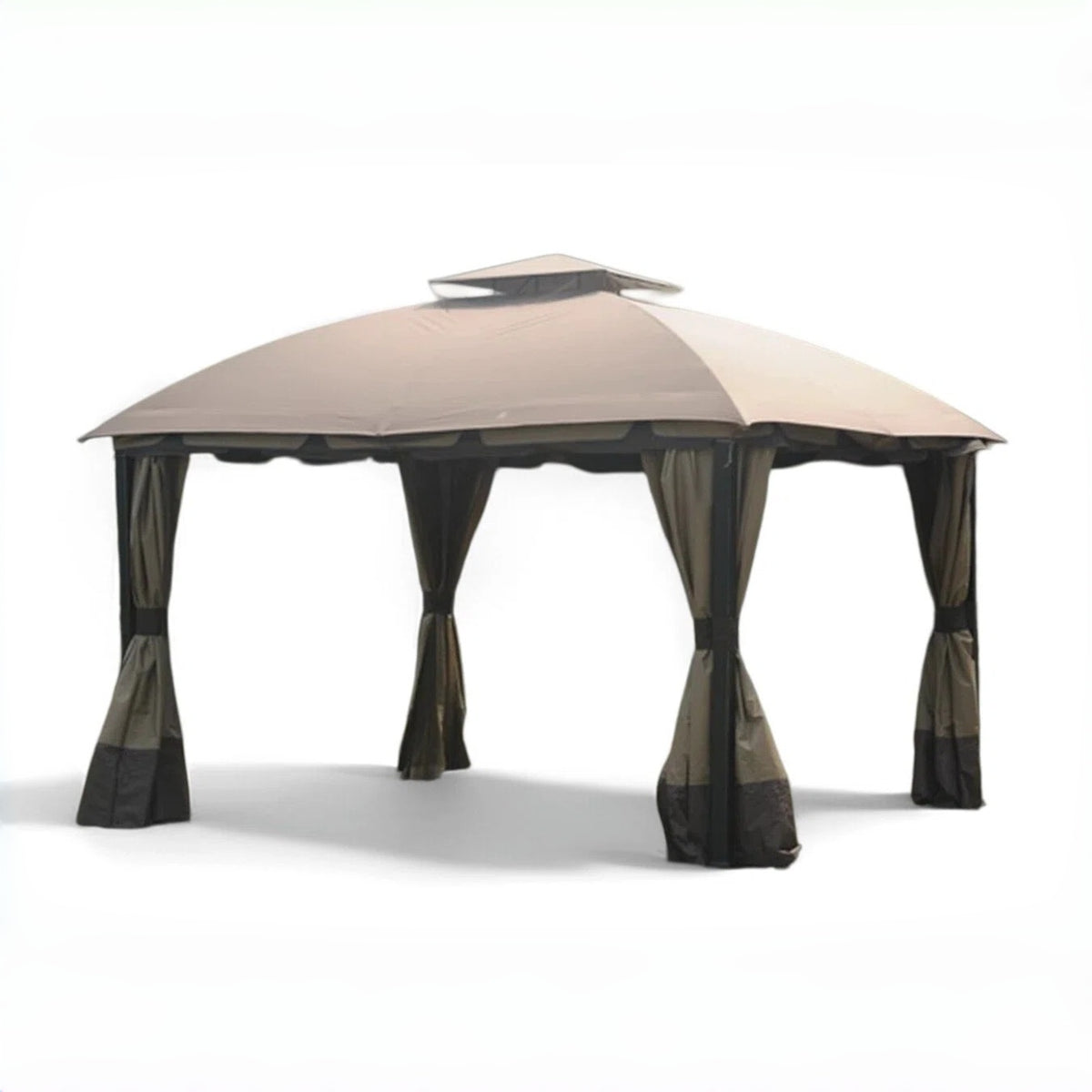 Ginger Snap+Dark Brown Replacement Canopy (Deluxe Version) For South Hampton Gazebo (11x13 FT) L-GZ659PST Sold At BigLots