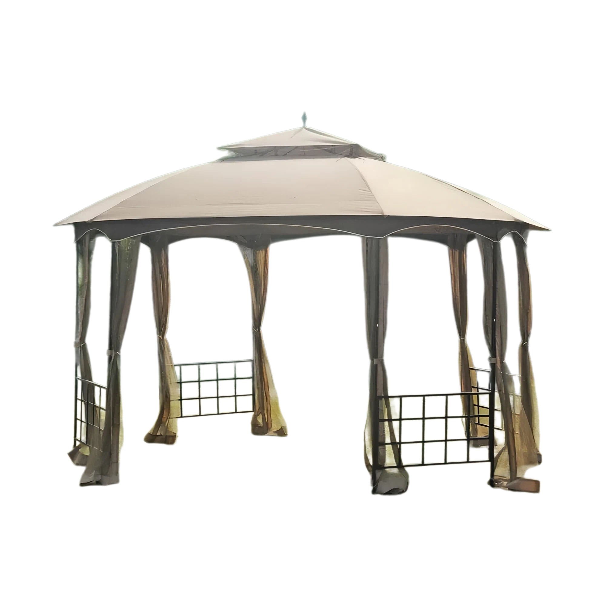 Khaki+Dark Brown Replacement Canopy For Newport Octagon Gazebo (11x13 FT) L-GZ660PST Sold At Big Lots