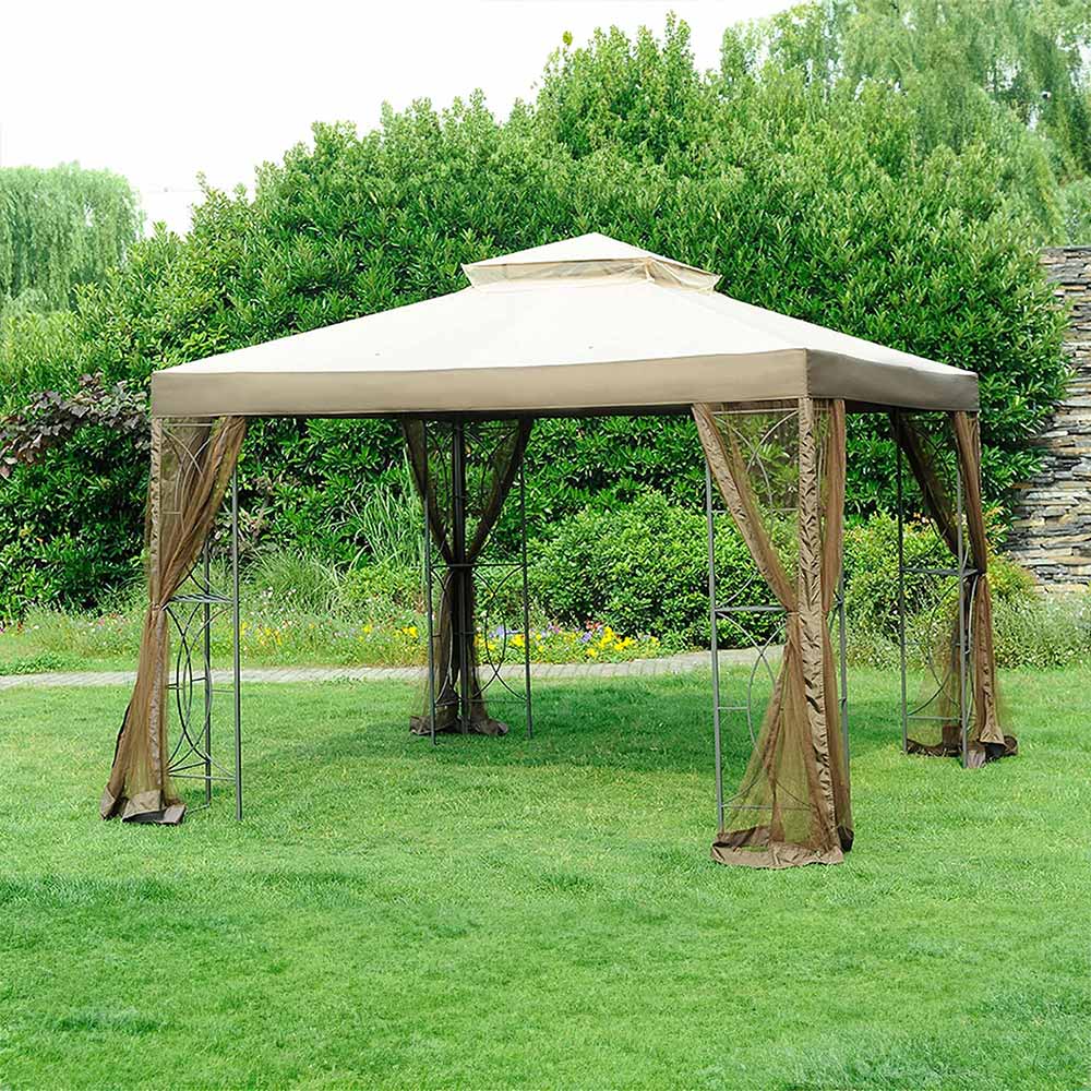 SUNJOY Sesame+Dark Brown+Beige Replacement Canopy For Callaway Gazebo (10X10 Ft) L-GZ813PST Sold At Sears&Kmart.