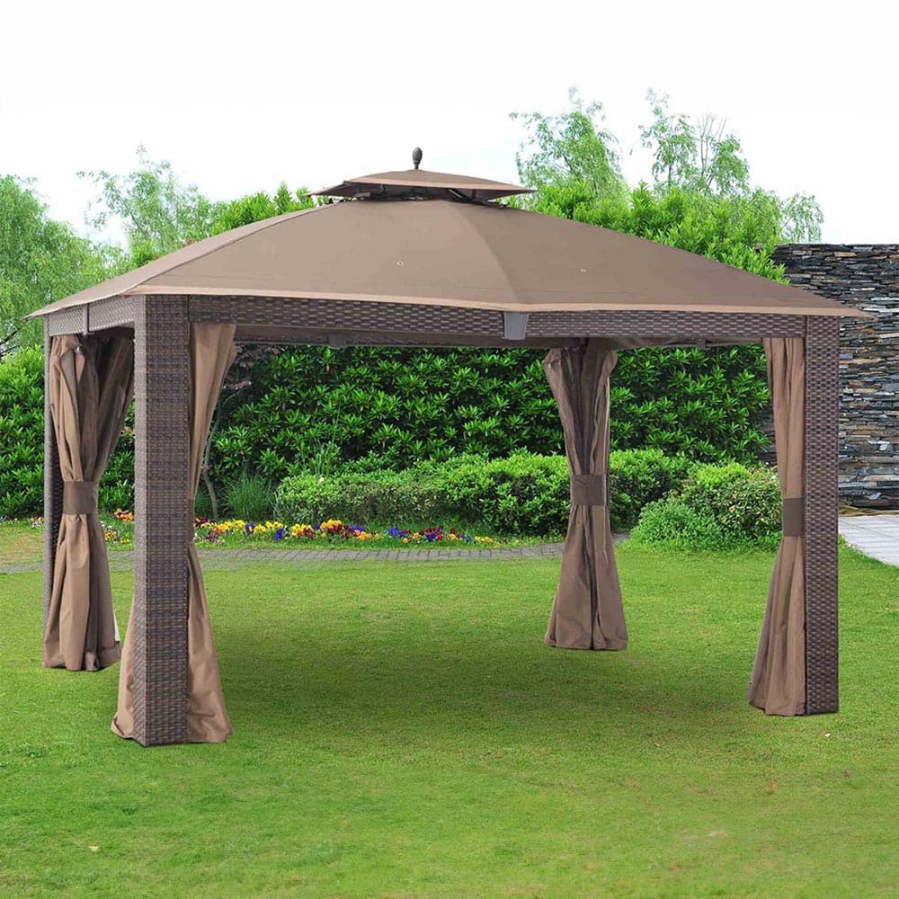 SUNJOY Dark Brown Replacement Canopy For Sonoma Resin Wicker Gazebo (10X12 Ft) L-GZ815PST-1 Sold At BigLots.