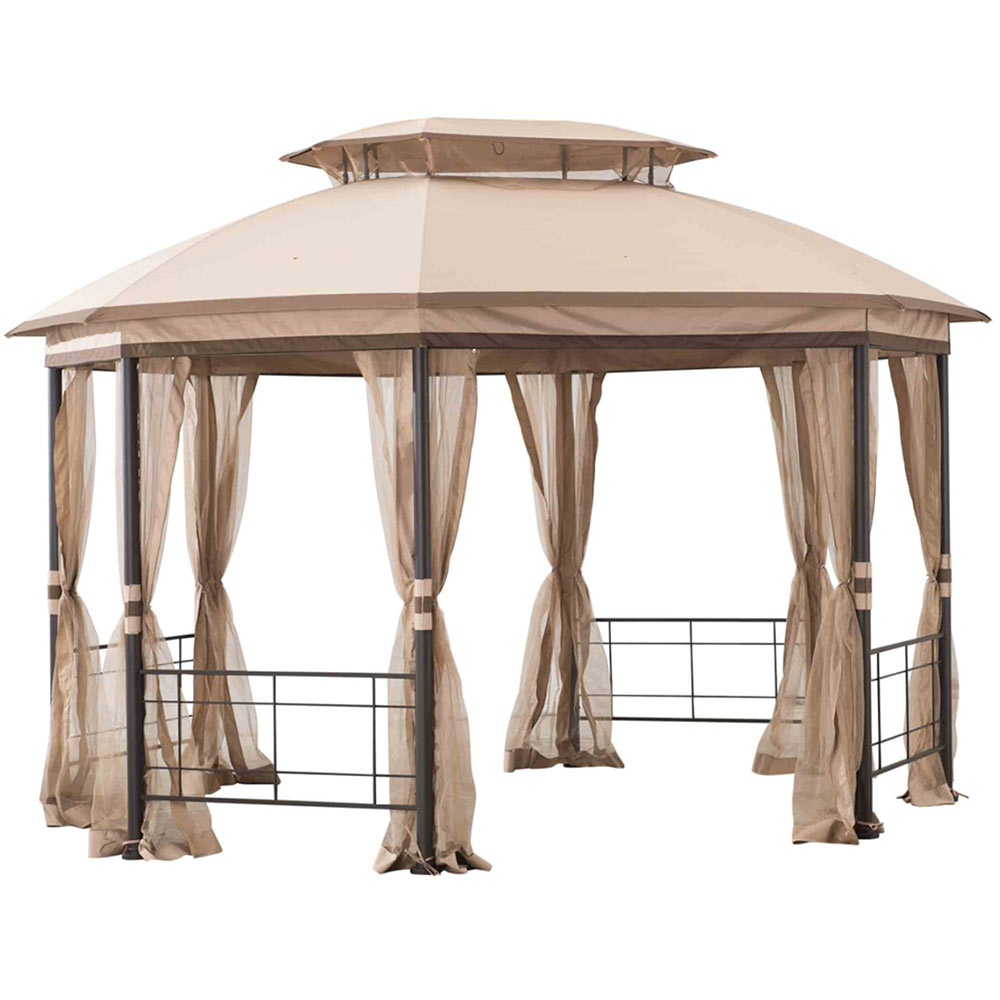 SUNJOY Sesame+Light Brown Replacement Canopy For Jeffries Octagonal Gazebo (10x12 FT) A101014900 Sold At THD US/THD.COM.