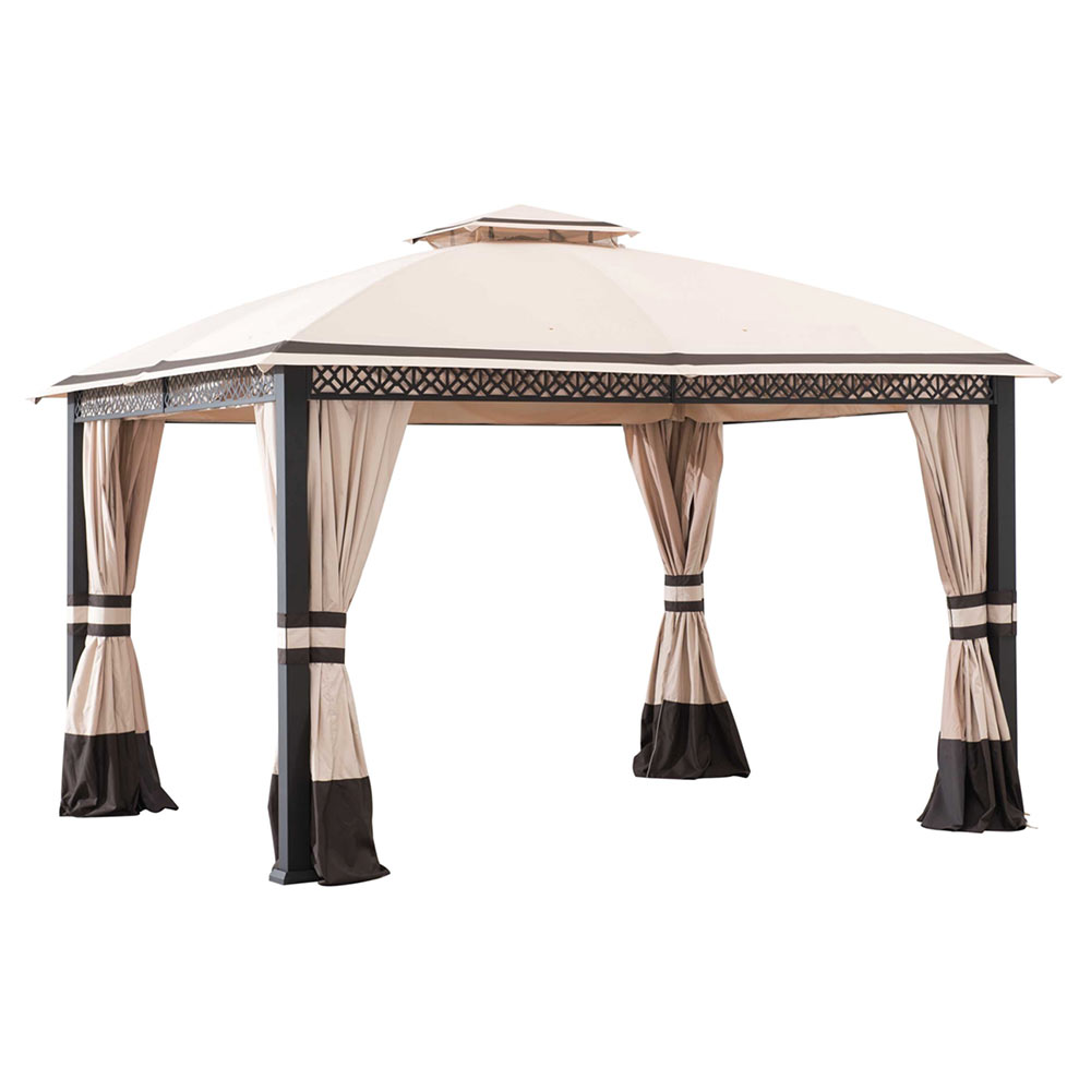 SUNJOY Beige+Dark Brown Replacement Canopy For Clarkson V2 Gazebo (10x