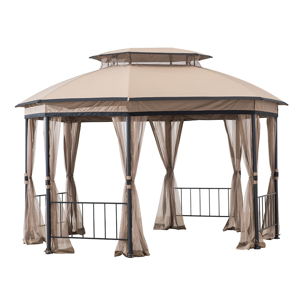 SUNJOY Khaki+Black Replacement Canopy For Jeffries V.2B Octagonal Gazebo (10X12 Ft) A101013211 Sold At BigLots.