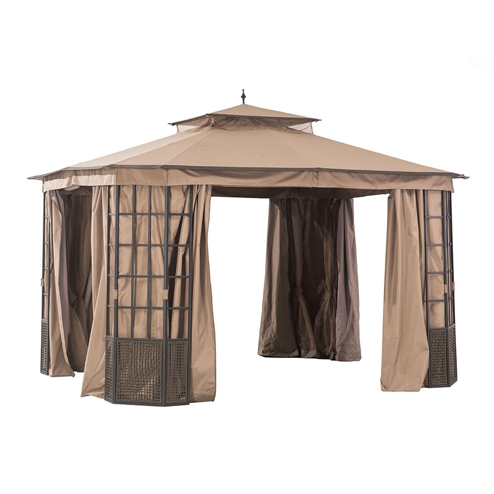 SUNJOY Khaki Replacement Curtain For Brenner Gazebo (10X12 Ft) L-GZ1261PST Sold At Homedepot.
