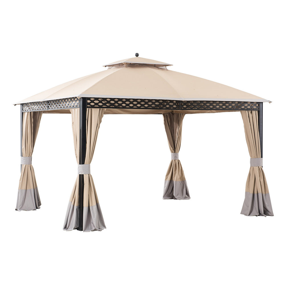 SUNJOY Sesame+Light Brown Replacement Curtain For Oakmont Gazebo (10X12 Ft) L-GZ1188PST-A Sold At BigLots.