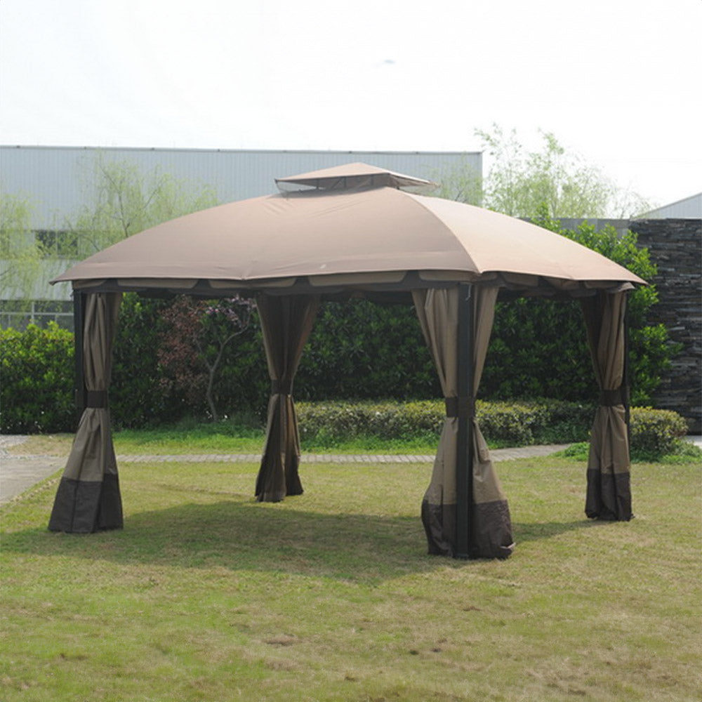 SUNJOY Ginger Snap+Dark Brown Replacement Curtain For South Hampton Gazebo (11x13 FT) L-GZ659PST Sold At BigLots.