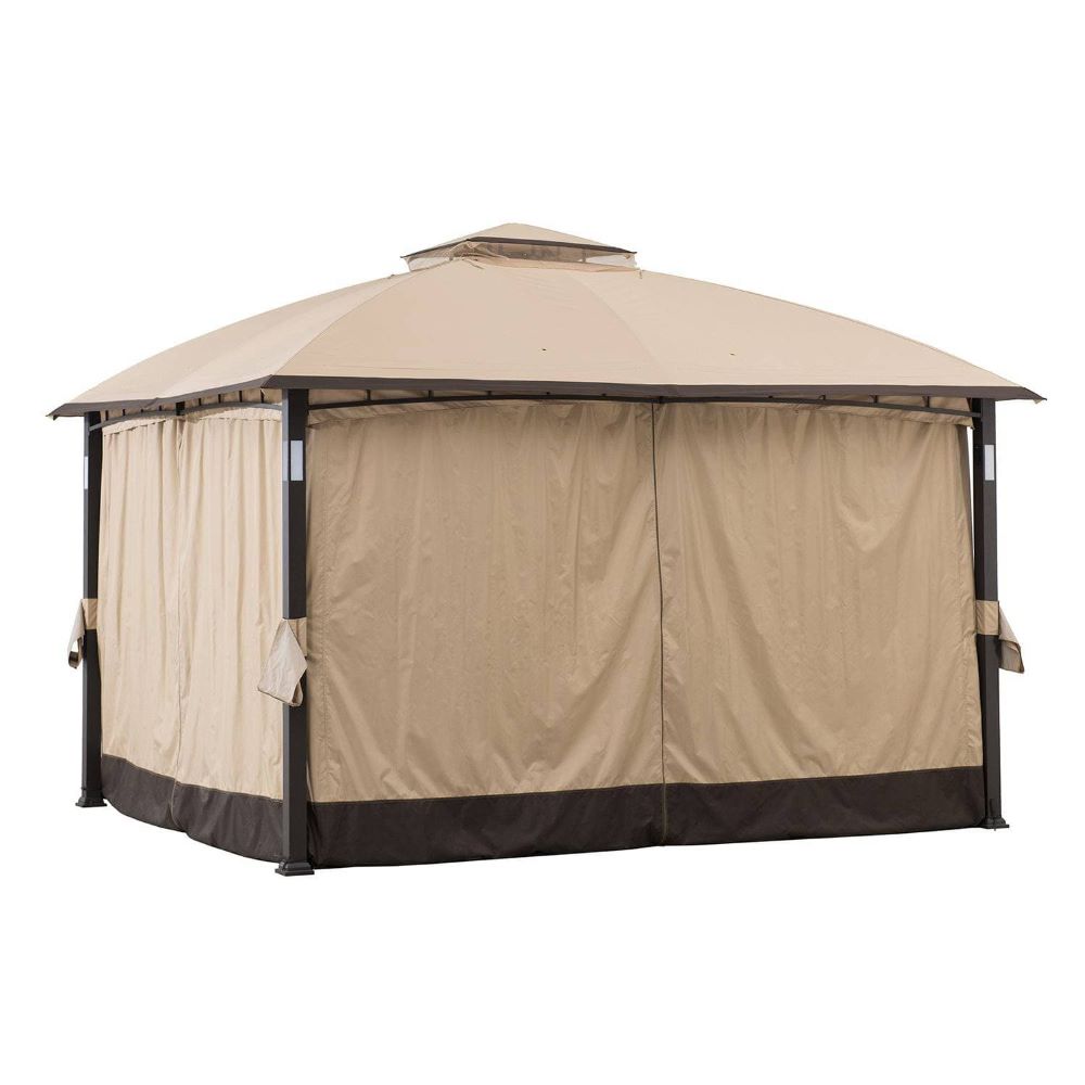 SUNJOY Tan+Brown Replacement Curtain For Moorehead Steel Patio Gazebo (11X13 Ft) A101011500 Sold At Sunjoy.