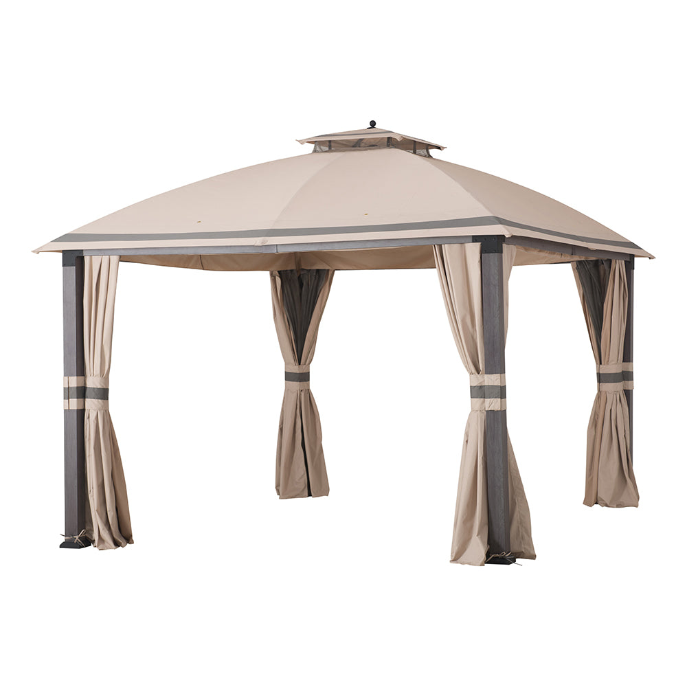 SUNJOY Beige+Dark Grey Replacement Curtain For Asheville Soft Top Gazebo (10x12 FT) A101007604 Sold At Big Lots.