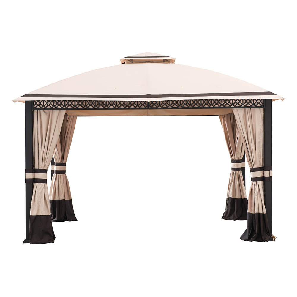 SUNJOY Beige+Dark Brown Replacement Curtain For Clarkson V2 Gazebo (10x12 FT) A101014701 Sold At BJ.