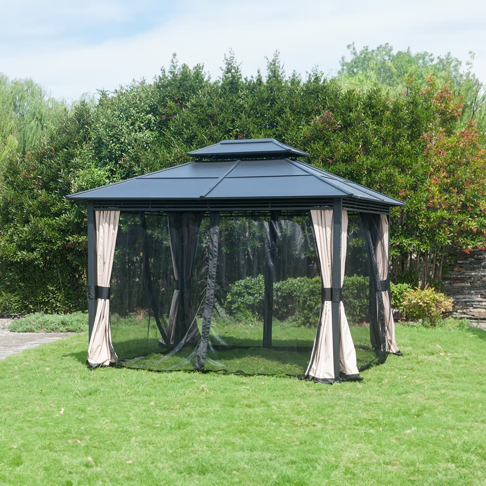 SUNJOY Beige Replacement Curtain For Lakewood Hard top gazebo (10X12 Ft) A102001703/A102001704 Sold At BigLots.