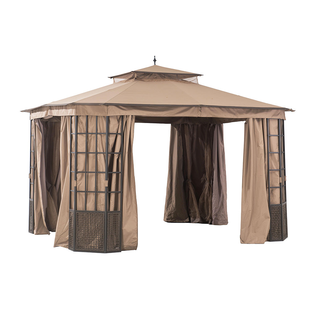 SUNJOY Light Brown Replacement Mosquito Netting For Brenner Gazebo (10X12 Ft) L-GZ1261PST Sold At Homedepot.