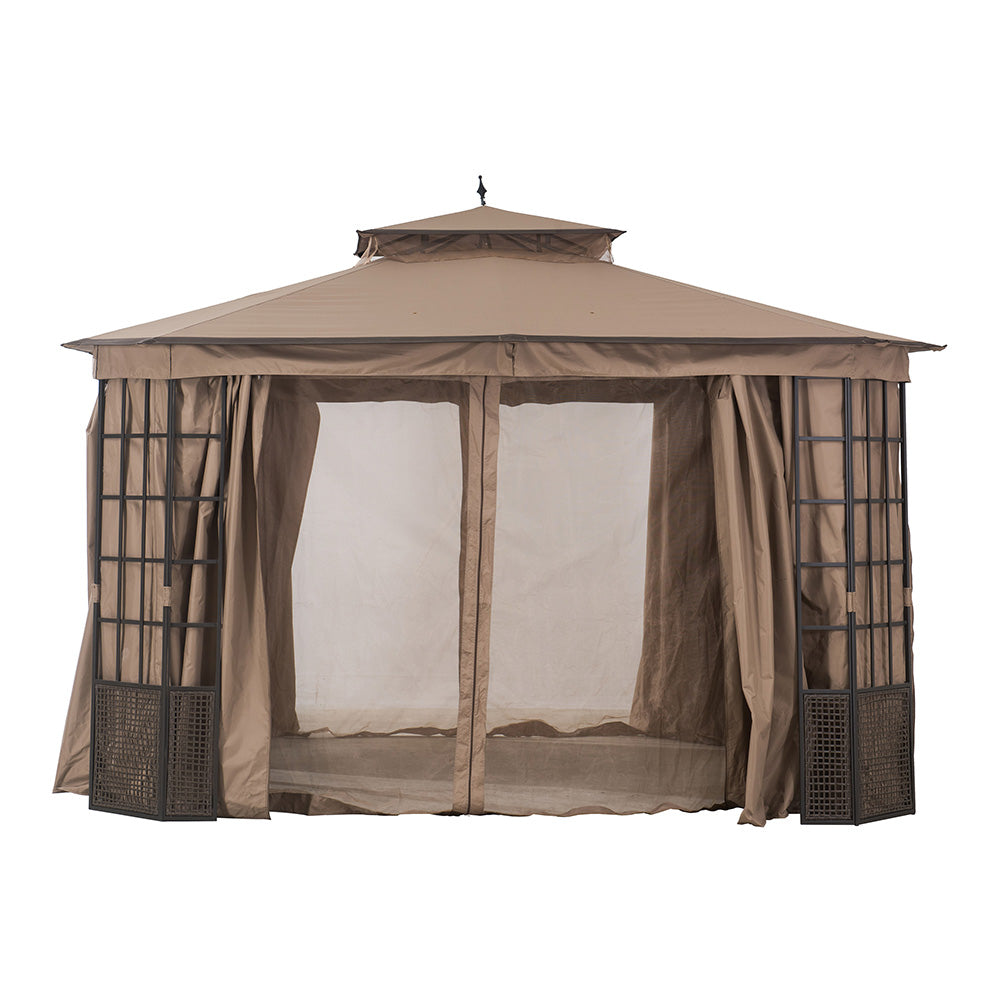SUNJOY Light Brown Replacement Mosquito Netting For Brenner Gazebo (10X12 Ft) L-GZ1261PST Sold At Homedepot.