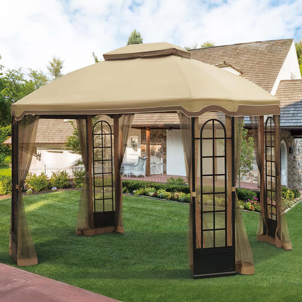 SUNJOY Dark Brown Replacement Mosquito Netting For Terrace Gazebo (10X12 Ft) L-GZ454PST-C Sold At Sears&Kmart.