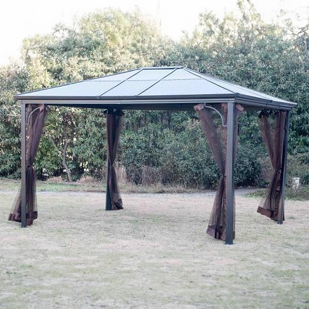 SUNJOY Brown+Light Brown Replacement Mosquito Netting For Sunland Park Steel Roof Gazebo (10X12 Ft) L-GZ604PCO-F4/L-GZ604PCO-F Sold At Sears&Kmart&Lowe's.