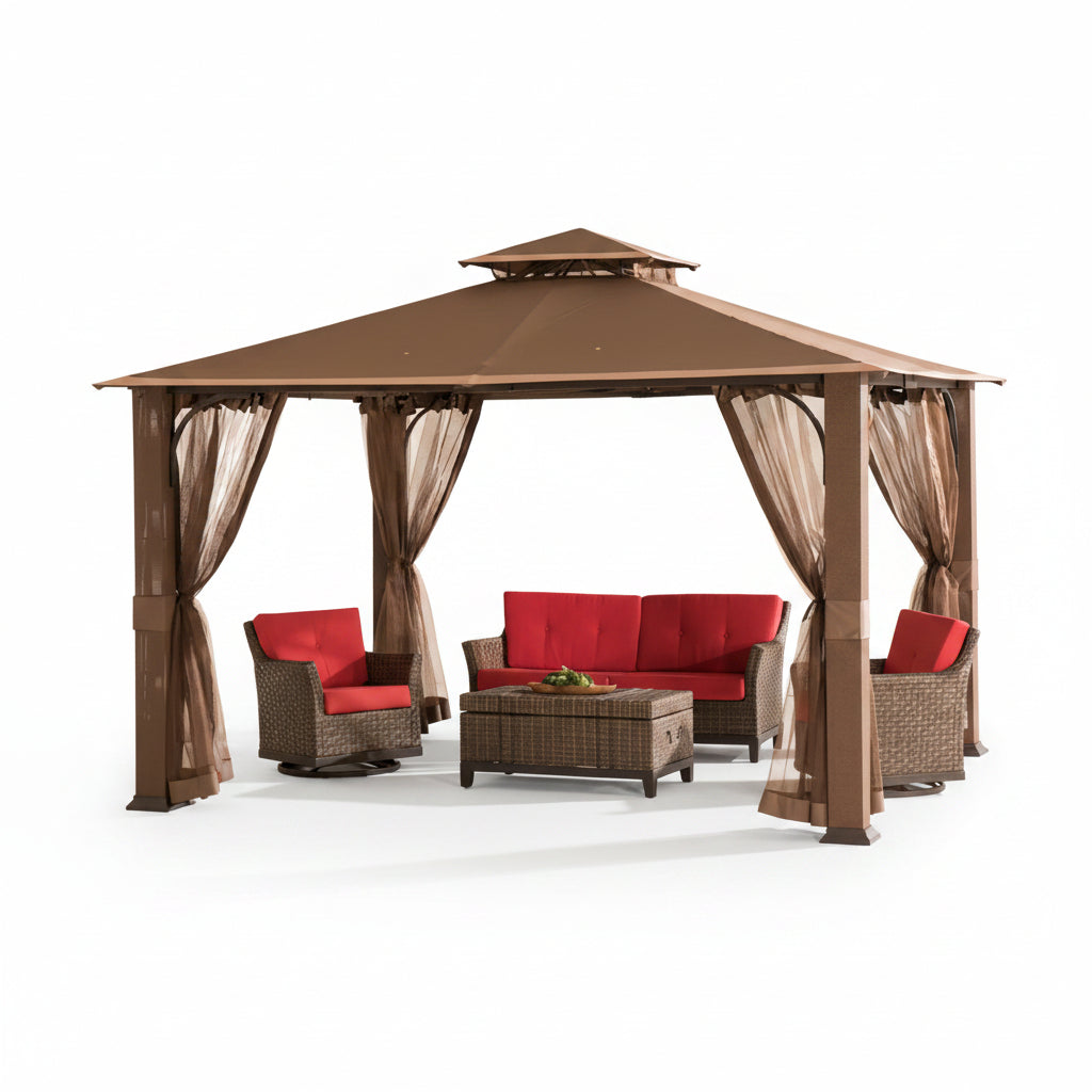 SUNJOY Brown Replacement Mosquito Netting For Montgomery Gazebo (10X12 Ft) L-GZ1033PST Sold At Menards.