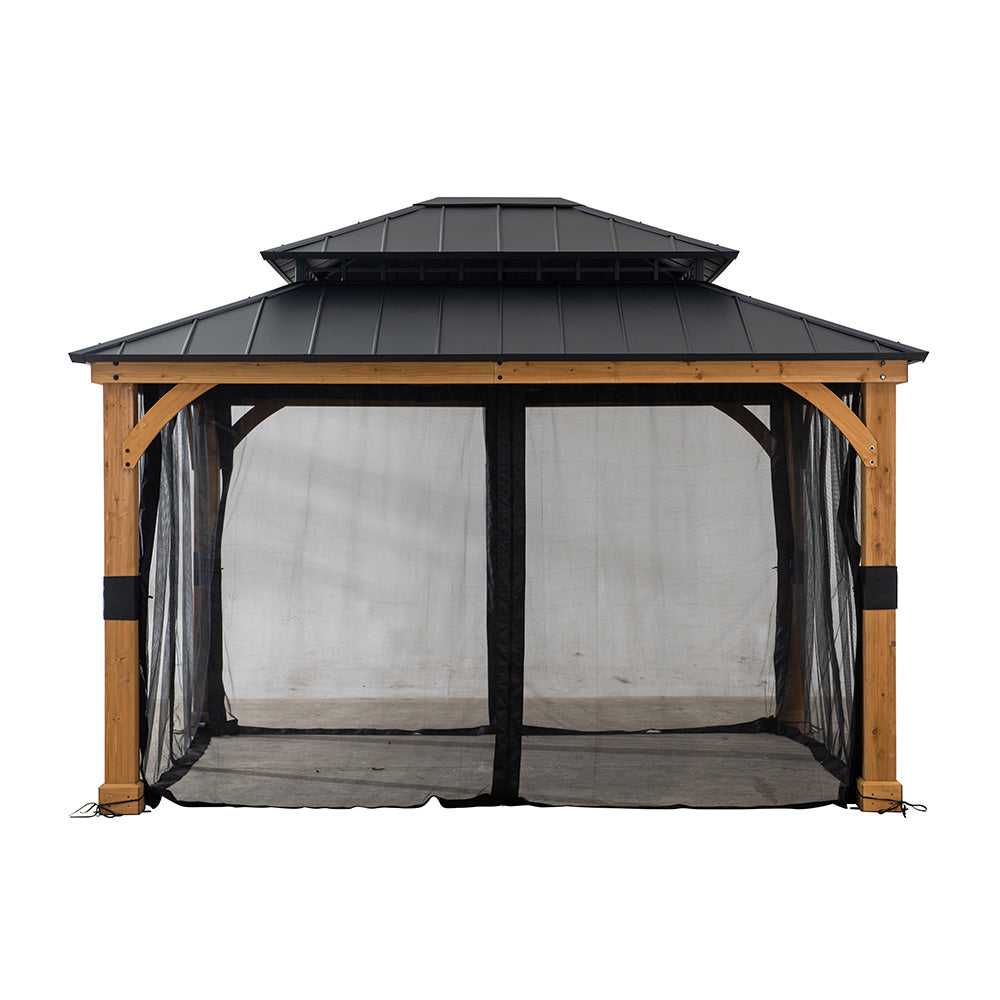 SUNJOY Black Replacement Mosquito Netting For Garwood Hardtop Wood Gazebo (11x13 FT) A102013104/A102013105 Sold At Big Lots US.