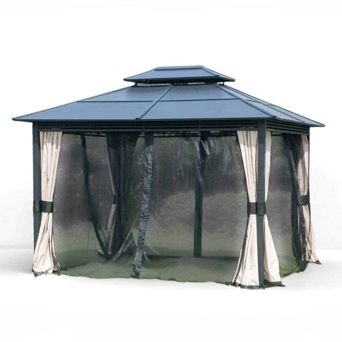 Black Replacement Mosquito Netting For Lakewood Hard Top Gazebo (10X12 Ft) A102001703/A102001704 Sold At BigLots