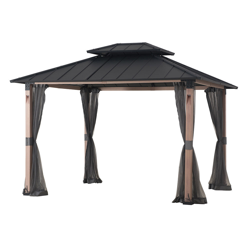 SUNJOY Dark Grey Replacement Mosquito Netting For Winfield Hardtop Gazebo (10X12 Ft) A102023900 Sold At Home Depot.